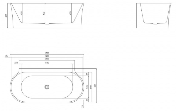 Фото акриловая ванна belbagno bb409-1700-800 170x80 см