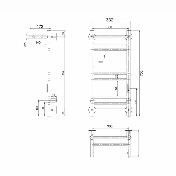 Фото электрический полотенцесушитель indigo line trinity 70/30 lсlte70-30pbrrt