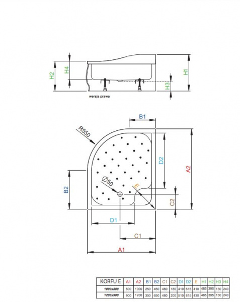 Фото поддон акриловый radaway korfu e 100x80 см 4e81400-03