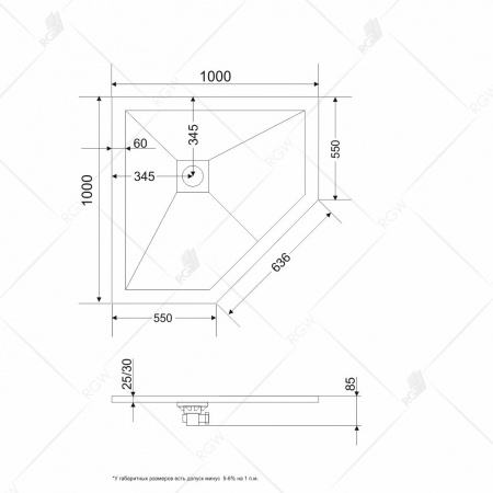 Фото поддон rgw st/t-g 100x100 см 16155100-02