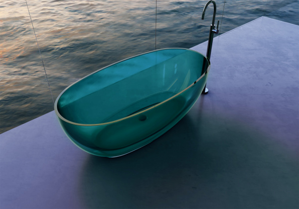 Фото ванна из полиэфирной смолы abber kristall 170x75 см at9703aquamarin бирюзовая