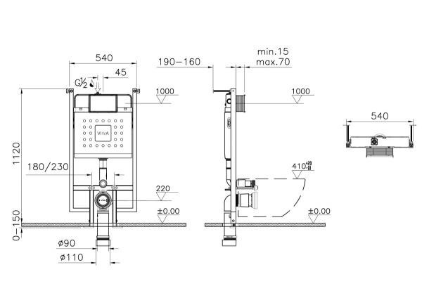 Фото инсталляция для унитаза vitra v-fix core 738-5800-01