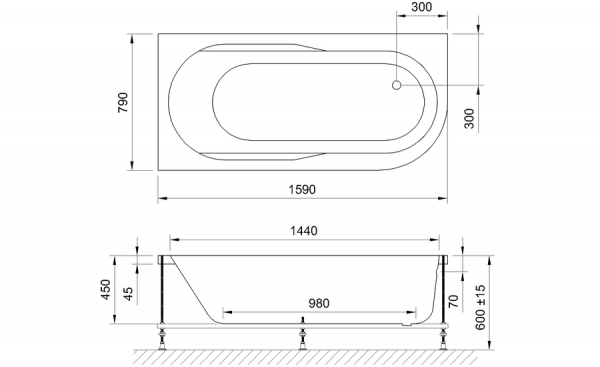 Фото акриловая ванна royal bath azur rb614203l 169x79 см
