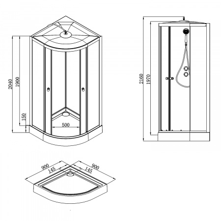 Фото душевая кабина loranto neo 90x90 см cs-22109