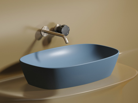 Фото раковина накладная ceramicanova element 60 см, цвет: голубой cn6049ml