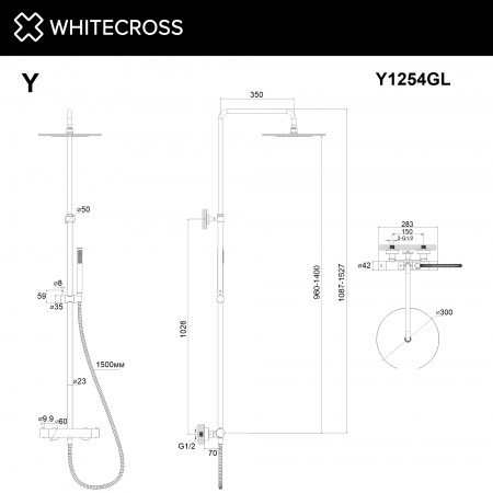 Фото душевая стойка whitecross y y1254gl, цвет: золото