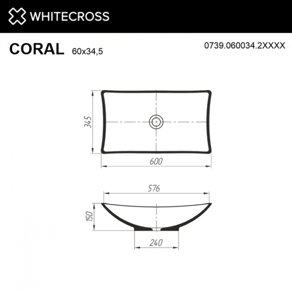 Фото раковина накладная whitecross coral 60 см 0739.060034.2xxxx