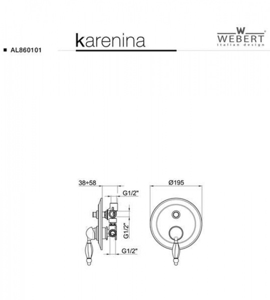 Фото встраиваемый смеситель для ванны и душа webert karenina, цвет: золото al860101010