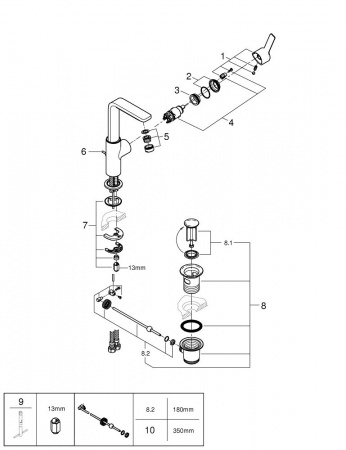 Фото смеситель для раковины grohe lineare 23296001