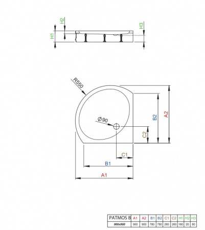 Фото поддон акриловый radaway patmos b 90x90 см 4t99155-03