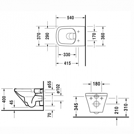 Фото унитаз подвесной безободковый duravit durastyle 54 см 45510900a1 (255109+006379)