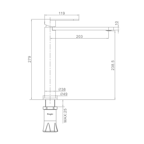 Фото смеситель для раковины raglo цвет: сатин r10.15.05