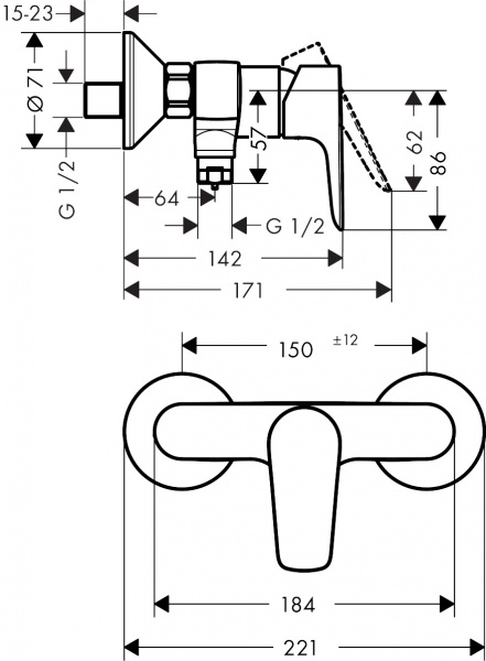 Фото смеситель для душа hansgrohe talis select e 71760000
