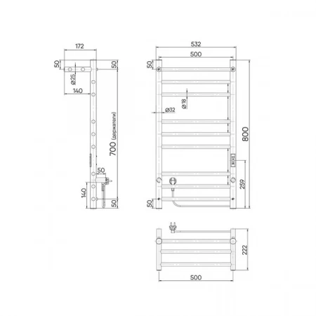 Фото электрический полотенцесушитель indigo line trinity 80/50 lсlte80-50pgnsrt