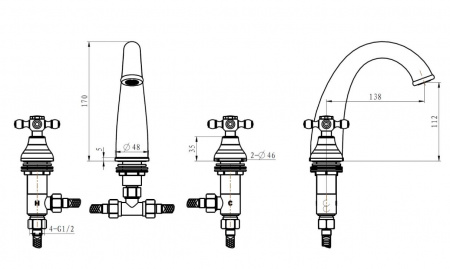 Фото смеситель для раковины boheme сamelia 297-camelia