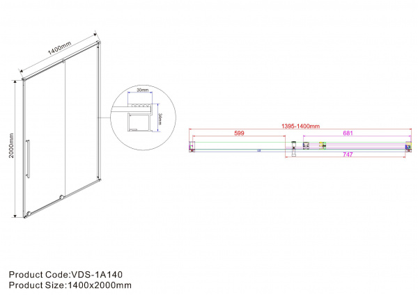 Фото душевая дверь vincea arno 140 см vps-1a140cl