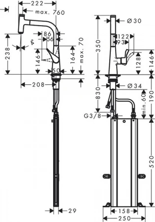 Фото смеситель для кухонной мойки hansgrohe metris select 73802800