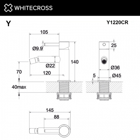 Фото смеситель для биде whitecross y y1220cr, цвет: хром