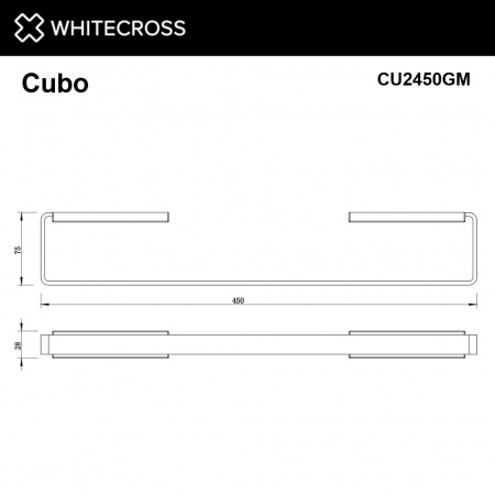 Фото полотенцедержатель 45 см whitecross cubo cu2450gm, цвет: оружейная сталь