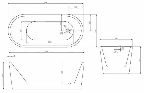 Фото акриловая ванна abber 160x70 см ab9272-1.6
