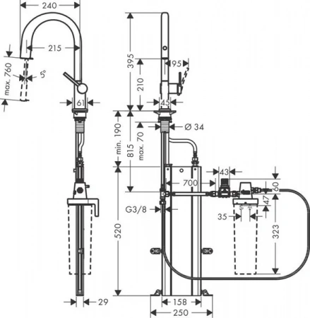 Фото смеситель для кухонной мойки hansgrohe aqittura 76826800