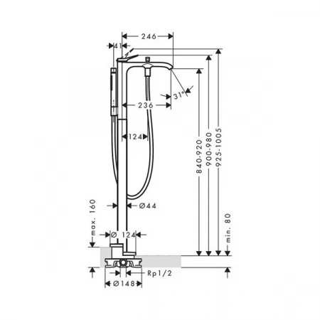 Фото смеситель для ванны hansgrohe vivenis 75445670