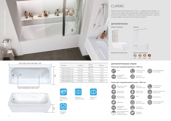 Фото акриловая ванна 1marka classic 170x70 см 58021