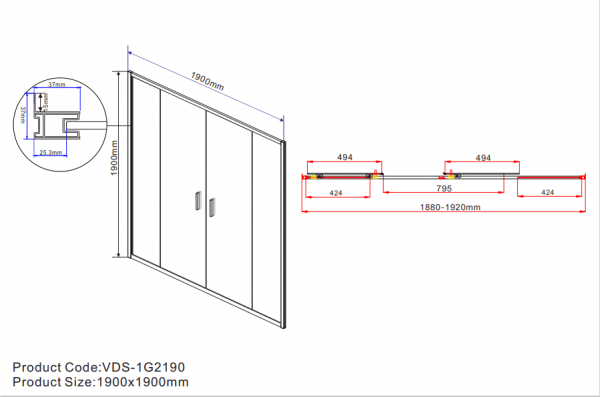 Фото душевая дверь vincea garda 200 см vds-1g2200cl
