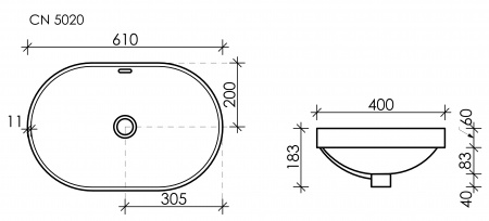 Фото раковина встраиваемая ceramicanova element 60 см, цвет: белый cn5020