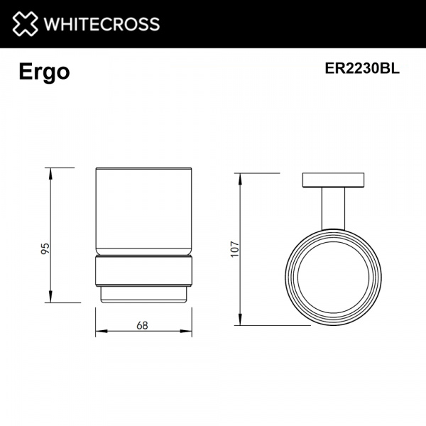 Фото стакан подвесной whitecross ergo er2230bl, цвет: черный