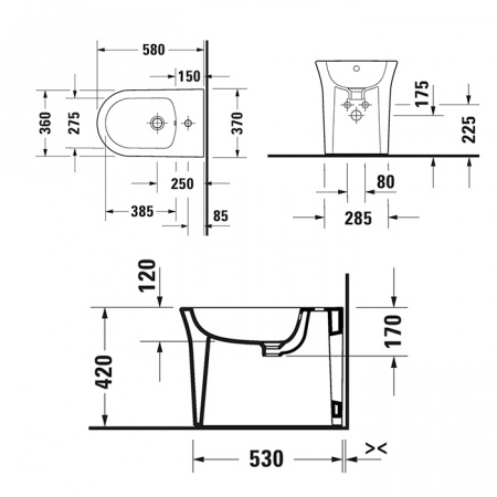 Фото биде подвесное duravit white tulip 58 см 2293100000
