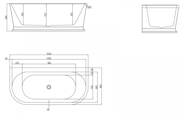 Фото акриловая ванна belbagno bb408-1500-800 150x80 см
