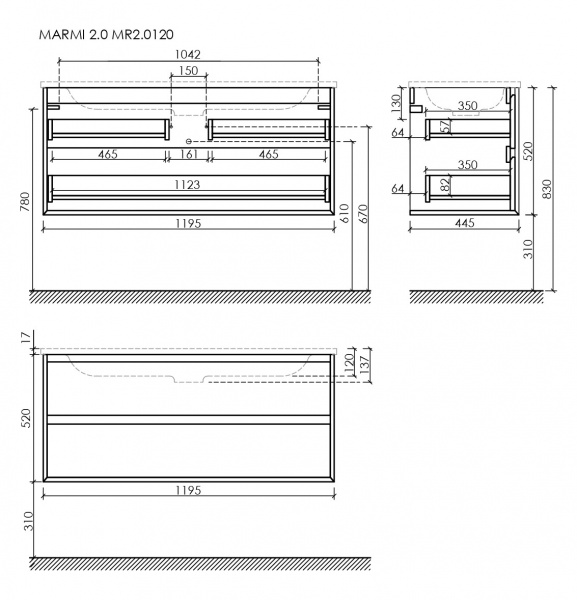 Фото тумба под раковину sancos marmi 2.0 120 см, цвет: дуб галифакс натуральный mr2.0120eg