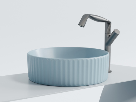 Фото раковина накладная ceramicanova element 36 см, цвет: голубой cn6057ml