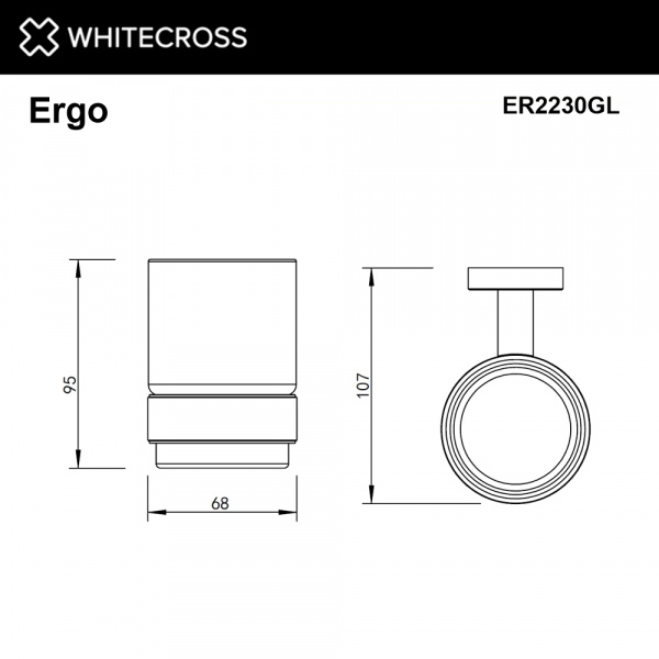 Фото стакан подвесной whitecross ergo er2230gl, цвет: золото