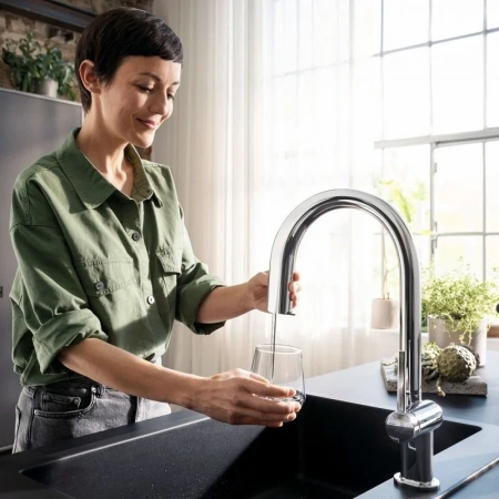 Фото смеситель для кухонной мойки hansgrohe aqittura 76801000