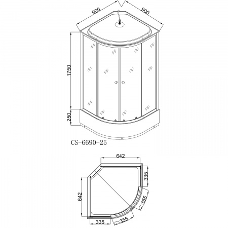 Фото душевая кабина loranto 90x90 см cs-6690-25 g