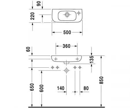 Фото раковина подвесная duravit d-code 50 см 7065000082