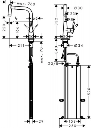 Фото смеситель для кухонной мойки hansgrohe metris 73800800