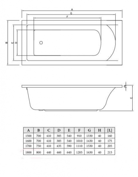 Фото акриловая ванна c-bath selena 180x80 см cbq007004