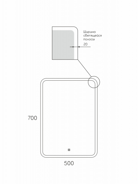 Фото зеркало с подсветкой taliente zled 50 см ta-zled-g5070