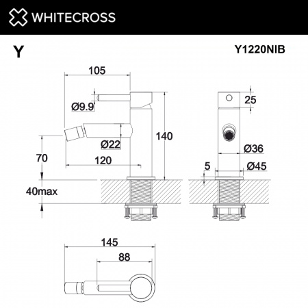 Фото смеситель для биде whitecross y y1220nib, цвет: никель брашированный