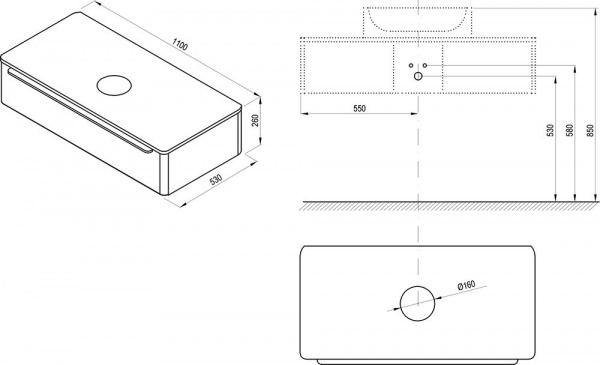 Фото тумба под раковину ravak sud 110 см x000001082