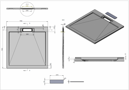 Фото поддон из искуственного камня esbano luxe 90x90 см esp-lx90b