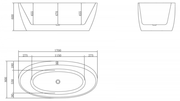 Фото акриловая ванна belbagno bb404-1700-800 170x80 см