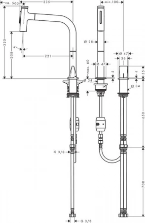 Фото смеситель для кухонной мойки hansgrohe metris select 73819000