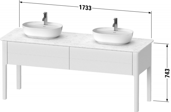 Фото тумба под раковину duravit luv 173 см, цвет: белый матовый сатиновый лак lu9562b3636