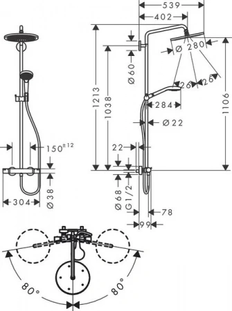 Фото душевая стойка hansgrohe croma select s 26890700
