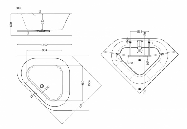 Фото акриловая ванна abber ab9507-1.5 150x150 см