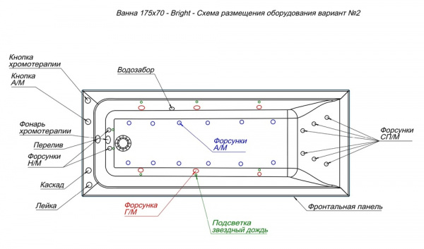 Фото акриловая ванна aquanet bright 175x70 см 00273791
